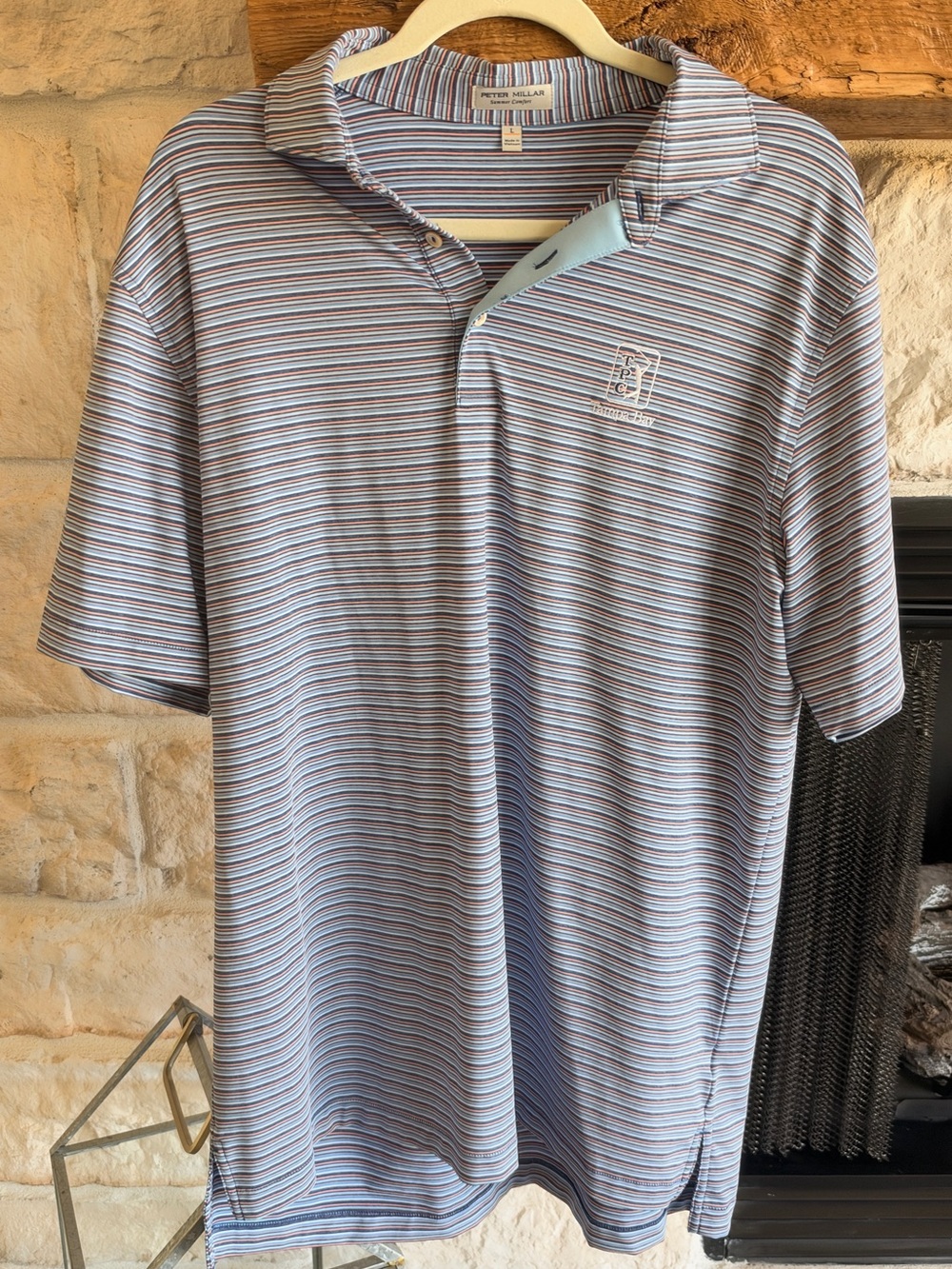 Peter Millar Men’s Blue Striped Polo Shirt - TPC Tampa Bay Branded